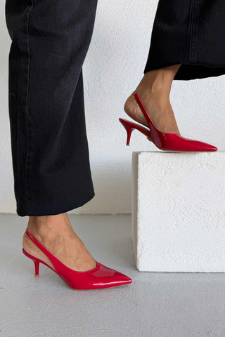 Cosy İnce Topuk 7 Cm Kırmızı Rugan Stiletto