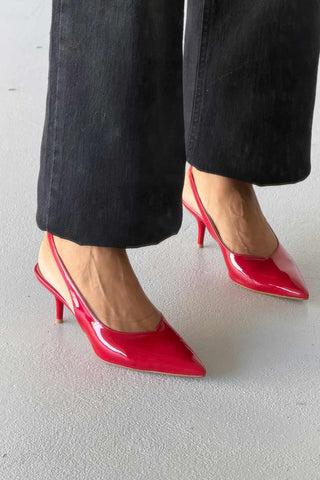 Cosy İnce Topuk 7 Cm Kırmızı Rugan Stiletto