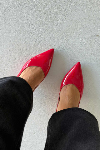 Cosy İnce Topuk 7 Cm Kırmızı Rugan Stiletto