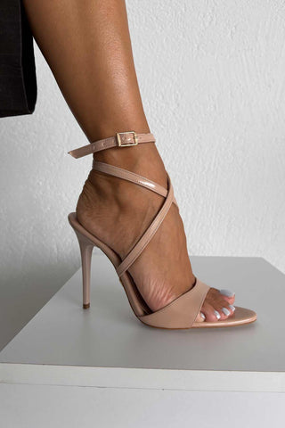 Sarah İnce Topuk 10 Cm Nude Rugan Stiletto