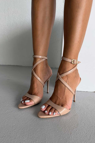 Sarah İnce Topuk 10 Cm Nude Rugan Stiletto