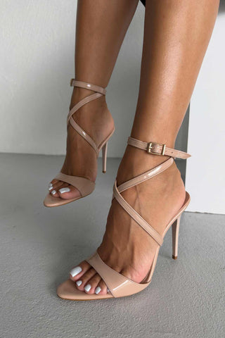 Sarah İnce Topuk 10 Cm Nude Rugan Stiletto