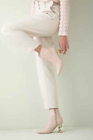 Golden Touch Kalın Topuk 8 Cm Nude Mat Bot