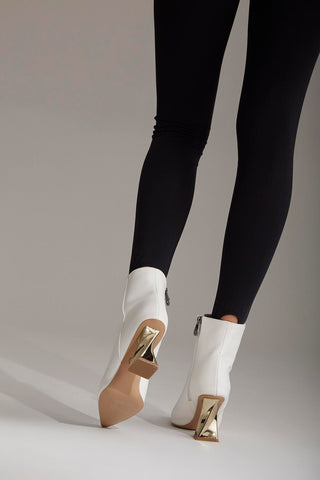 Golden Touch Kalın Topuk 8 Cm Beyaz Mat Bot