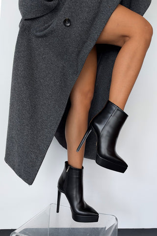 Babs İnce Topuk 13 Cm Siyah Mat Platform Bot