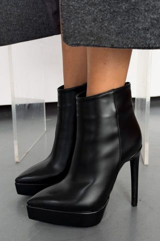Babs İnce Topuk 13 Cm Siyah Mat Platform Bot