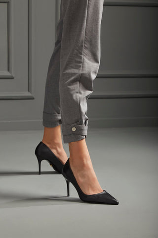 Urbane İnce Topuk 8 Cm Siyah Mat Stiletto