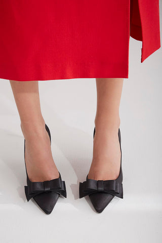 Nero Papyon Detaylı İnce Topuk 10 Cm Siyah Stiletto
