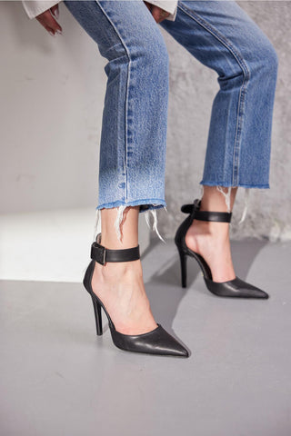 153 02 Walk İnce Topuk 10 Cm Siyah Mat Stiletto