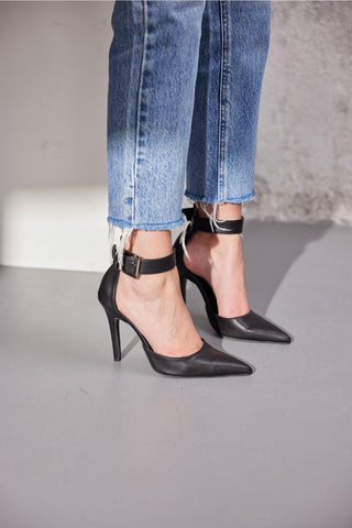 153 02 Walk İnce Topuk 10 Cm Siyah Mat Stiletto