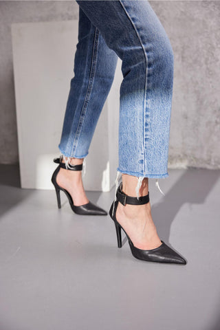 153 02 Walk İnce Topuk 10 Cm Siyah Mat Stiletto