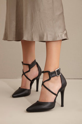 Pansy İnce Topuk 10 Cm Siyah Mat Stiletto