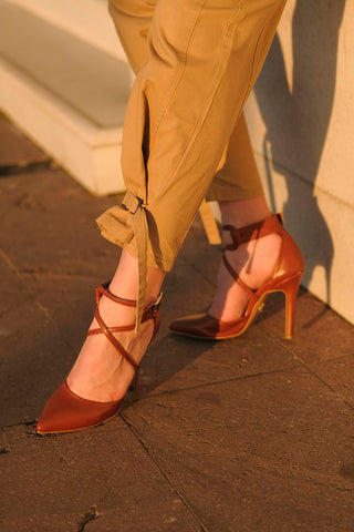 Pansy İnce Topuk 10 Cm Taba Mat Stiletto