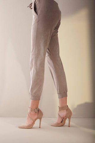 Pansy İnce Topuk 10 Cm Ten Süet Stiletto