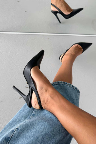 Monica İnce Topuk 10 Cm Siyah Mat Stiletto