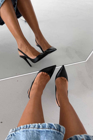 Monica İnce Topuk 10 Cm Siyah Mat Stiletto