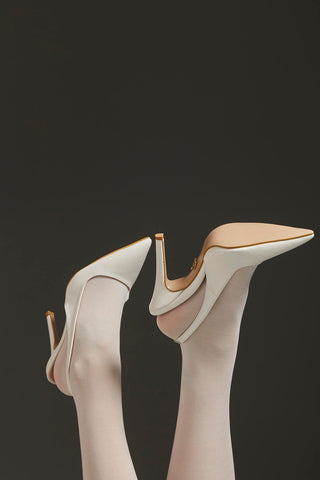 Monica İnce Topuk 10 Cm Beyaz Mat Stiletto