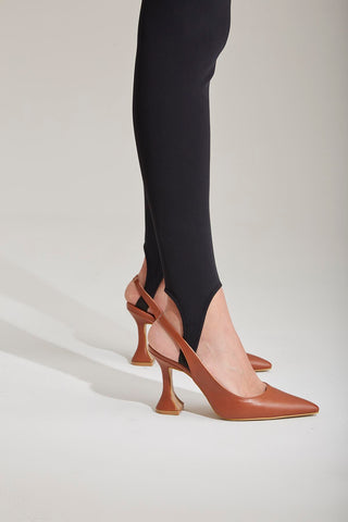 Lydian Kalın Topuk 8 Cm Taba Mat Stiletto
