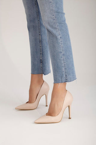 Sensual İnce Topuk 10 Cm Nude Mat Stiletto