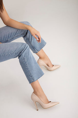 Sensual İnce Topuk 10 Cm Nude Mat Stiletto