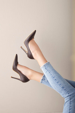 Sensual İnce Topuk 10 Cm Kahverengi Mat Stiletto