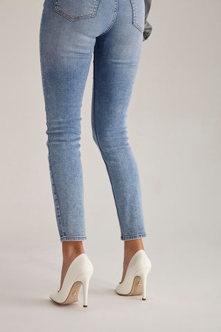Sensual İnce Topuk 10 Cm Beyaz Rugan Stiletto