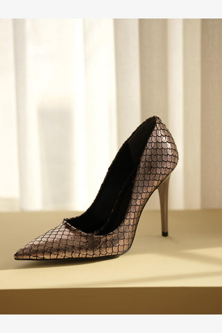 Akurra İnce Topuk 10 Cm Bronz Stiletto