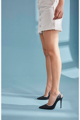 Dalmatians İnce Topuk 10 Cm Siyah Beyaz Stiletto