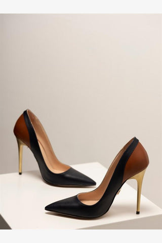 Urania İnce Topuk 10 Cm Siyah Taba Stiletto