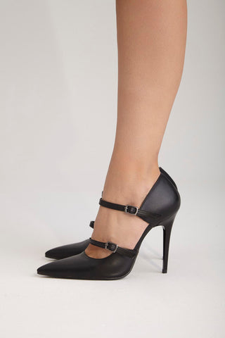 Feronia İnce Topuk 10 Cm Siyah Mat Stiletto