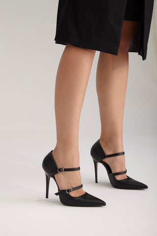 Feronia İnce Topuk 10 Cm Siyah Mat Stiletto