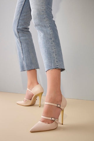 Feronia İnce Topuk 10 Cm Nude Mat Stiletto