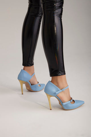 Feronia İnce Topuk 10 Cm Bebek Mavi Stiletto