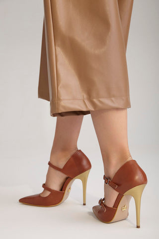 Feronia İnce Topuk 10 Cm Taba Mat Stiletto