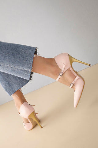 Feronia İnce Topuk 10 Cm Pudra Mat Stiletto