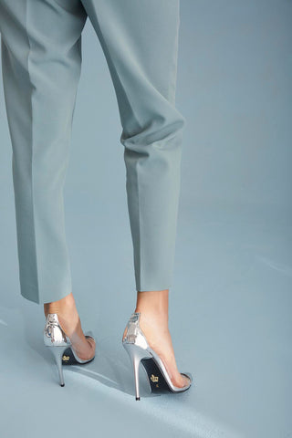 Hersheys Şeffaf Detaylı İnce Topuk 10 Cm Gümüş Stiletto