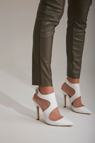 Tessa İnce Topuk 10 Cm Beyaz Mat Stiletto