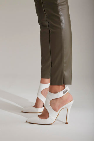 Tessa İnce Topuk 10 Cm Beyaz Mat Stiletto