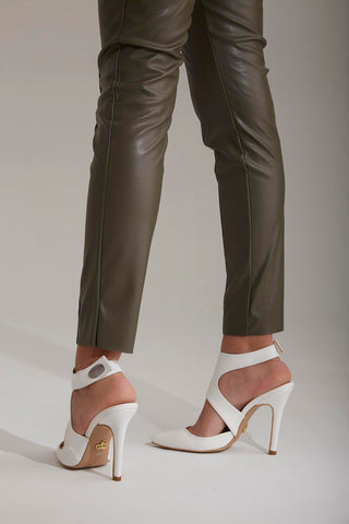 Tessa İnce Topuk 10 Cm Beyaz Mat Stiletto