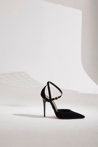 Jayden İnce Topuk 10 Cm Siyah Süet Stiletto