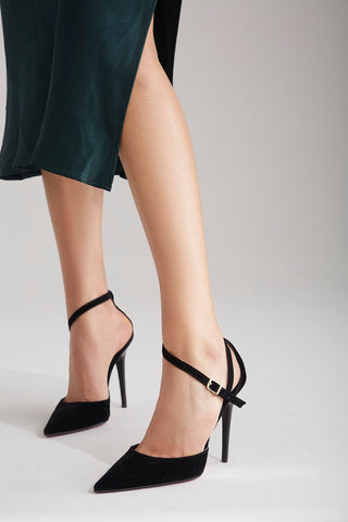 Jayden İnce Topuk 10 Cm Siyah Süet Stiletto