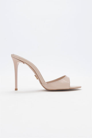 Roux İnce Topuk 10 Cm Nude Rugan Terlik