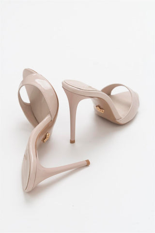 Roux İnce Topuk 10 Cm Nude Rugan Terlik