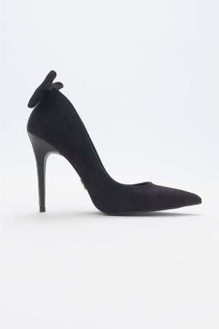 Linnie Fiyonk Detaylı İnce Topuk 10 Cm Siyah Mat Stiletto