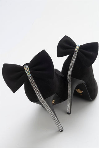 Linnie Fiyonk Detaylı İnce Topuk 10 Cm Siyah Mat Stiletto