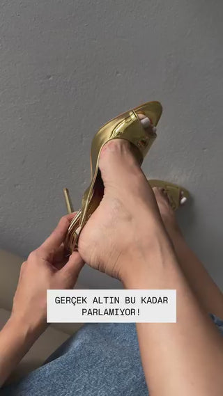Baby Open-Toe Stiletto Heel · Gold