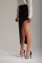 Sofia Şeffaf Detaylı İnce Topuk 10 Cm Siyah Beyaz Stiletto
