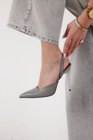 Zuri İnce Topuk 10 Cm Gri Mat Stiletto resmi